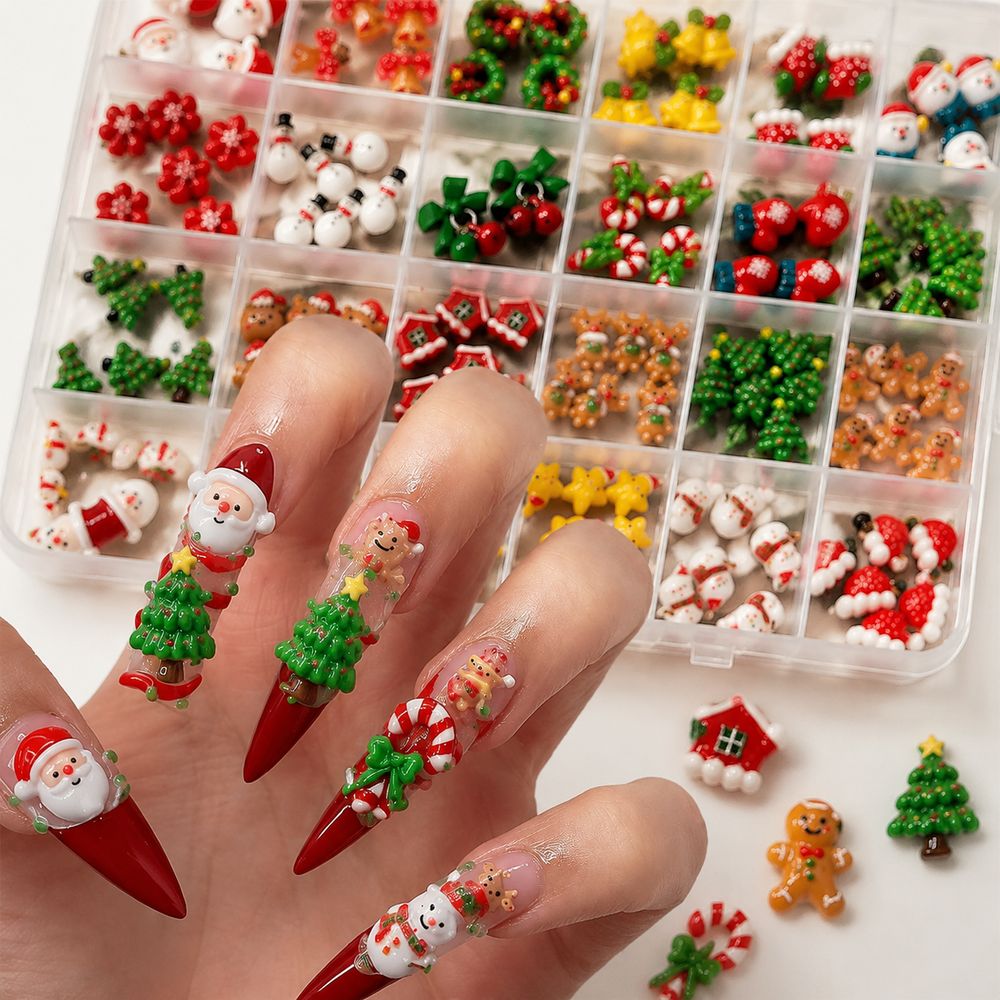 Art And Craft For Xmas - Holiday Season Resin Nail Charms 24Grids