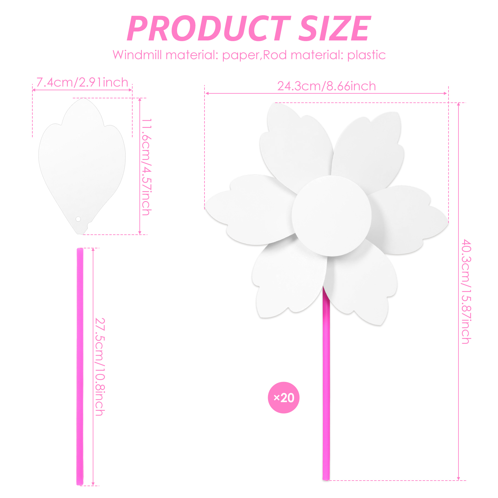 20/100Pcs DIY Pinwheels Craft  - Art Craft Materials 评论和价格