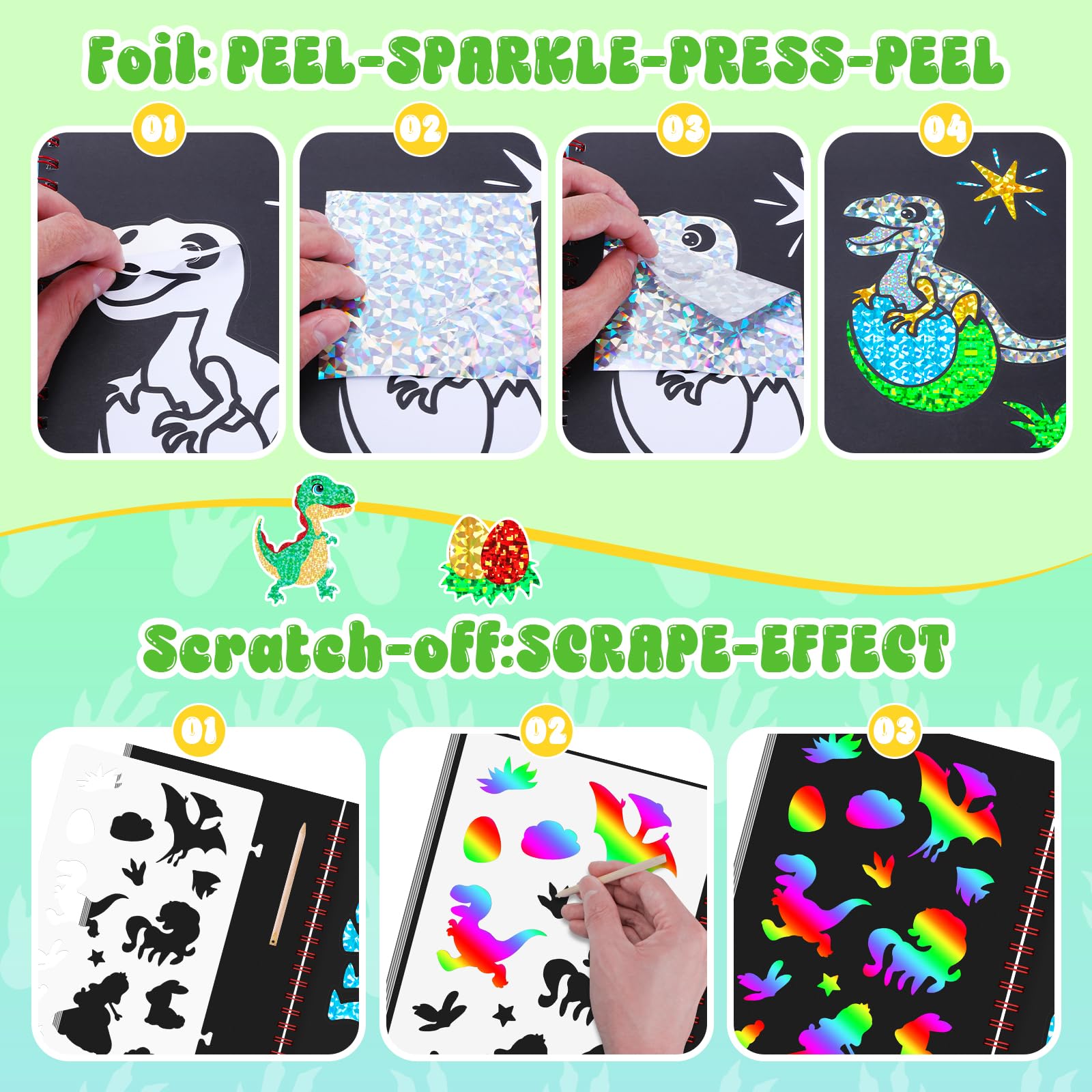 Dinosaur Scratch Art Book for  - Art Craft Dinosaurs 评论和价格