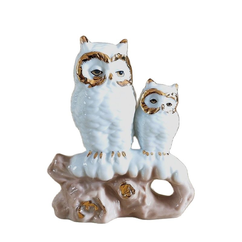 Gilt Porcelain Mother Owl Figu - Art And Craft For Mother'S Day 评论和价格