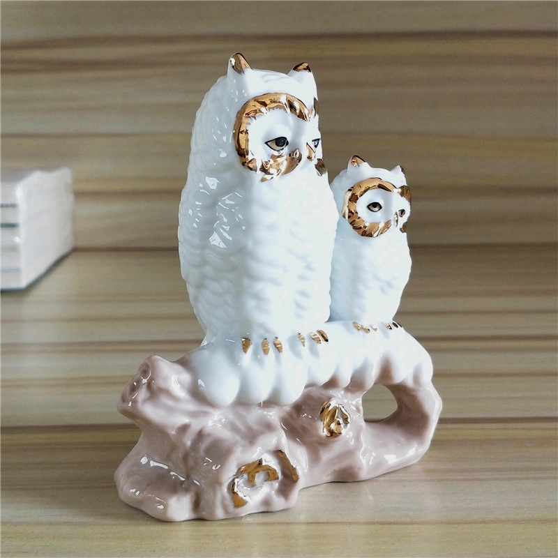 Gilt Porcelain Mother Owl Figu - Art And Craft For Mother'S Day 评论和价格