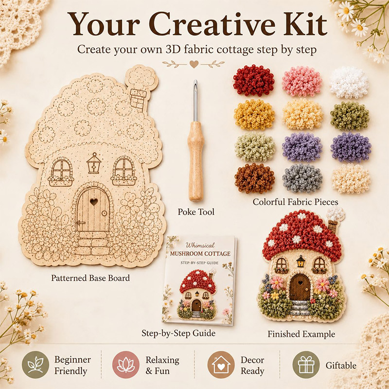 3D Mushroom House Poke Art DIY - Art Craft Materials 评论和价格