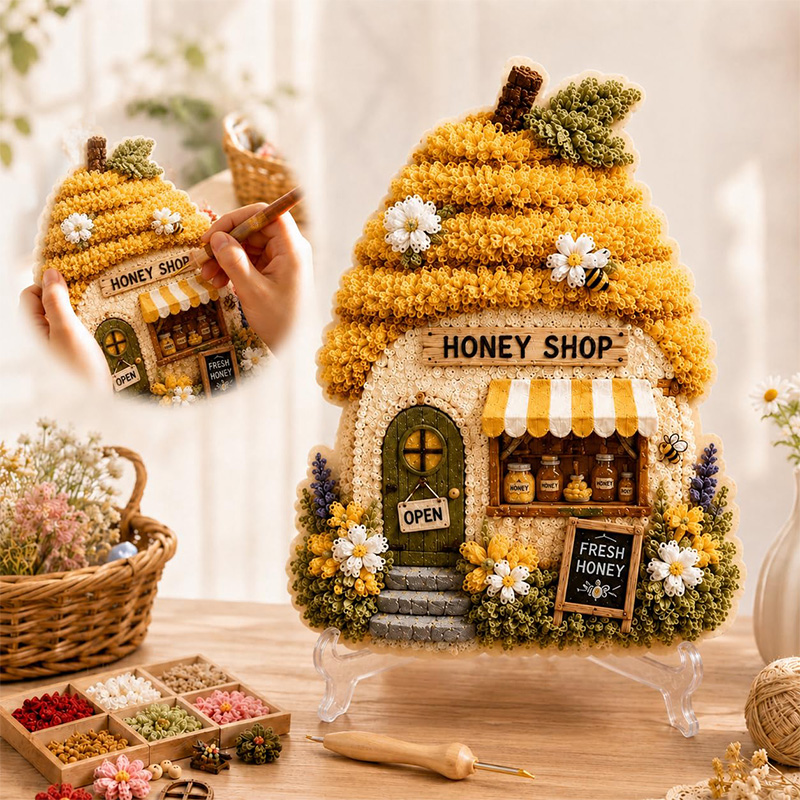 3D Mushroom House Poke Art DIY - Art Craft Materials 评论和价格