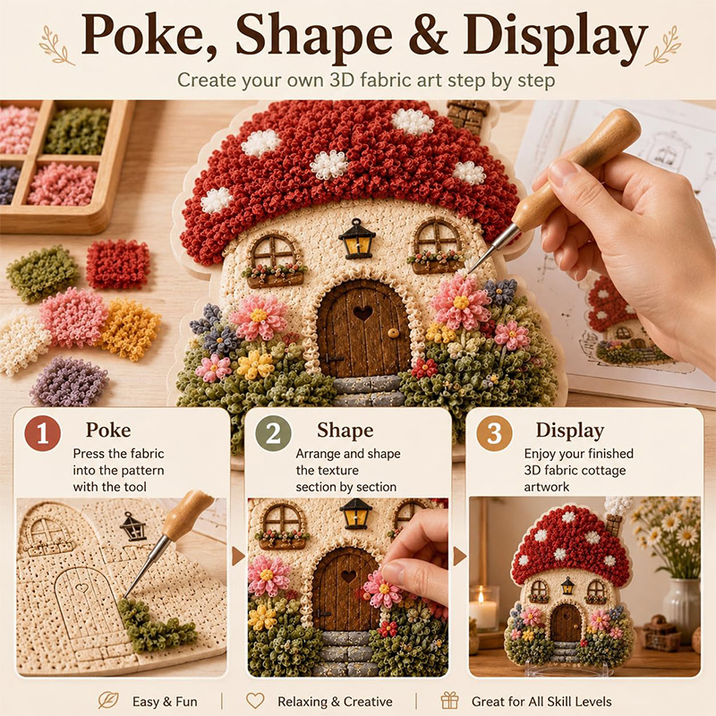 3D Mushroom House Poke Art DIY - Art Craft Materials 评论和价格