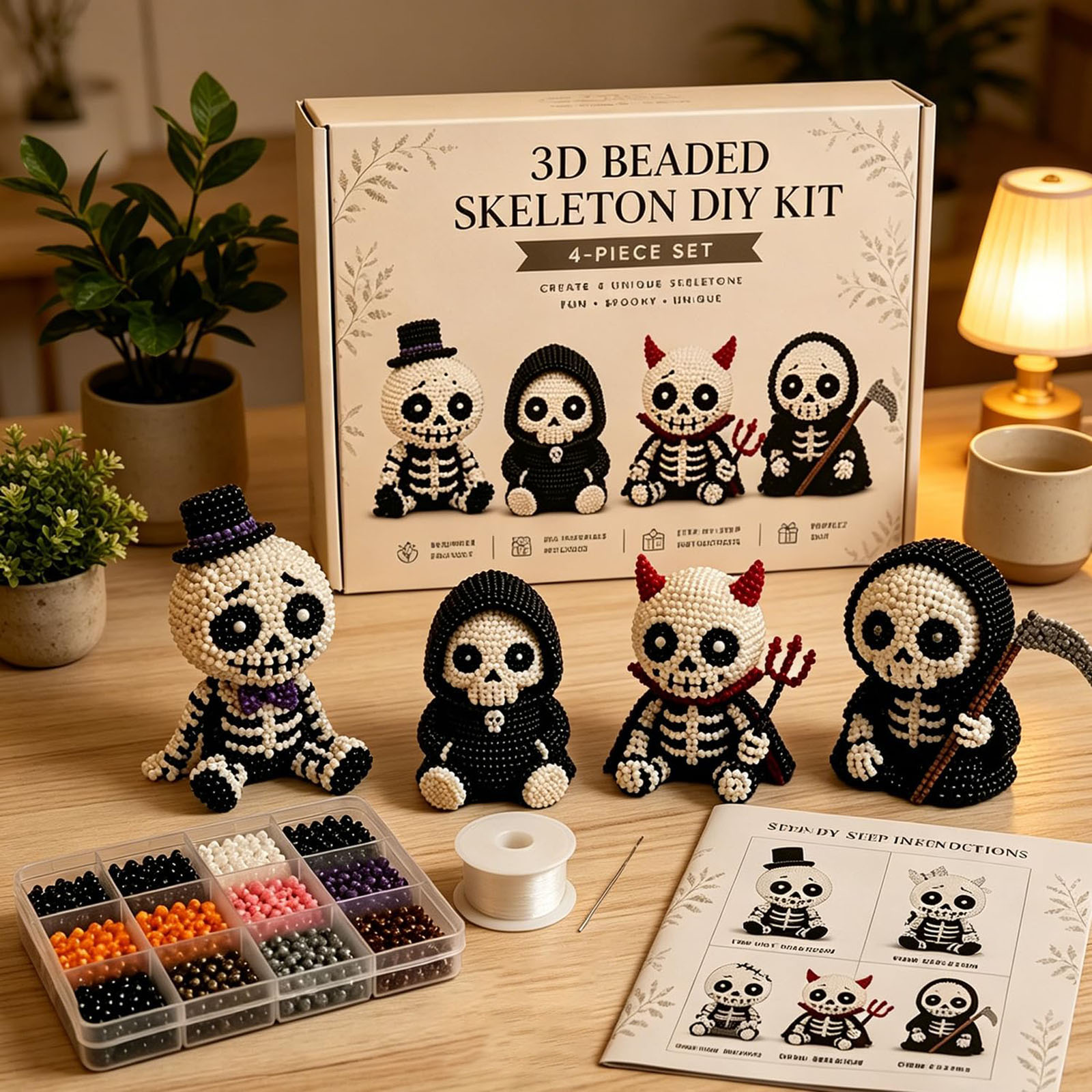 3D Beaded Skeleton DIY Kit Cre - Art Craft Gifts For Adults 评论和价格