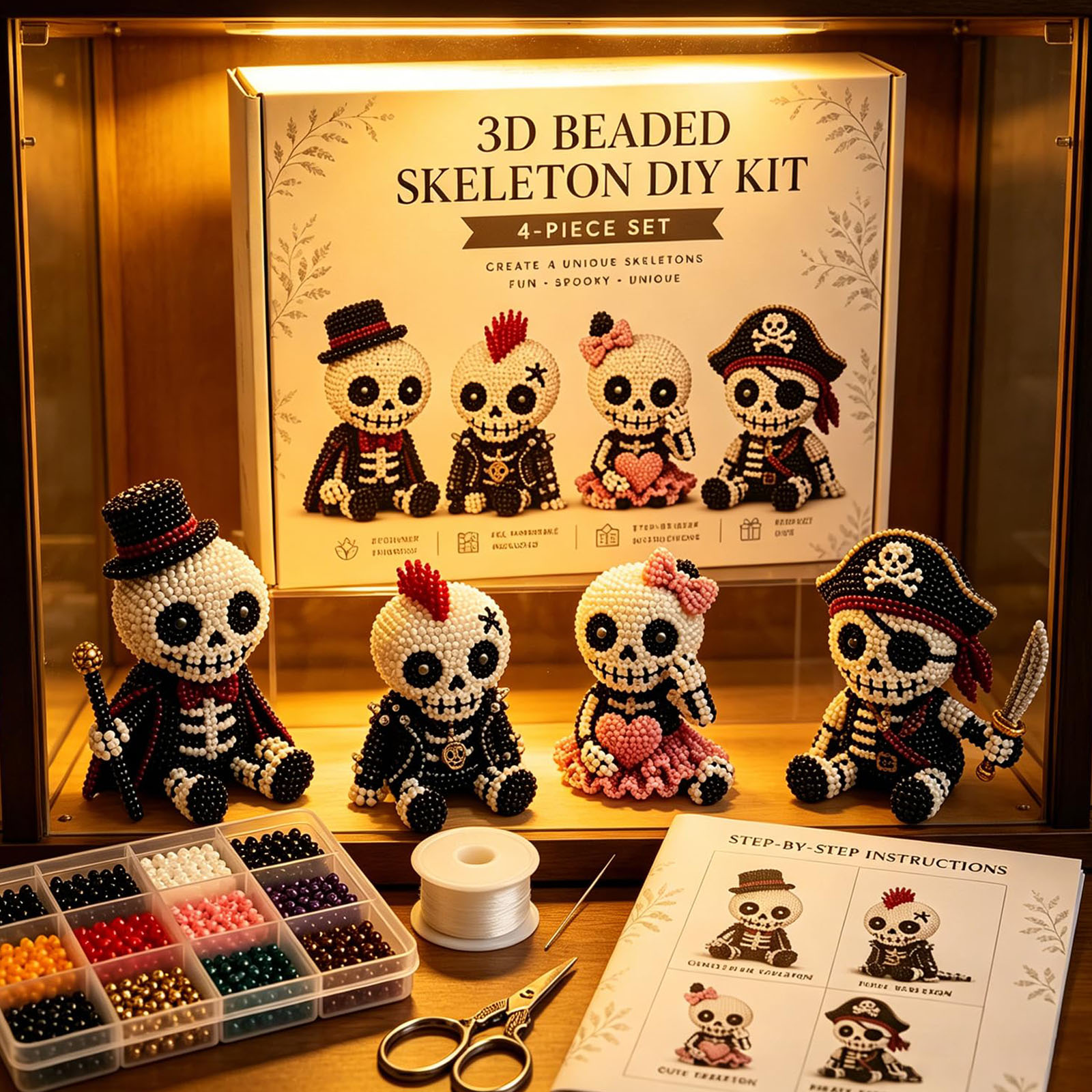 3D Beaded Skeleton DIY Kit Cre - Art Craft Gifts For Adults 评论和价格