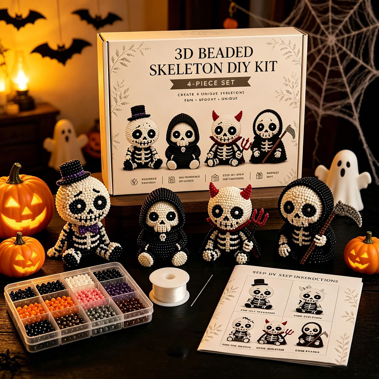 3D Beaded Skeleton DIY Kit Cre - Art Craft Gifts For Adults 评论和价格