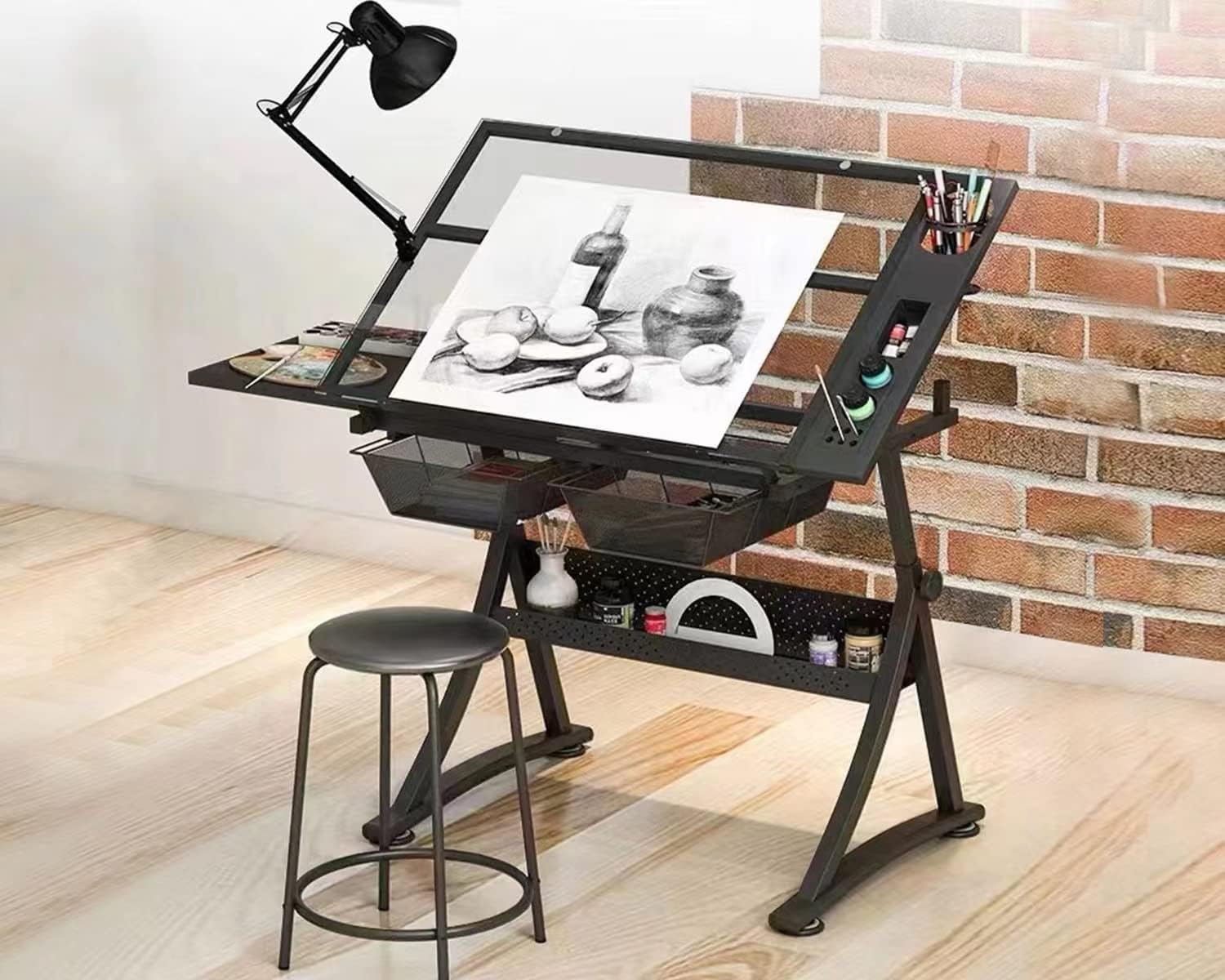 Glass Drafting Table Art Desk  - Art And Craft Studio 评论和价格