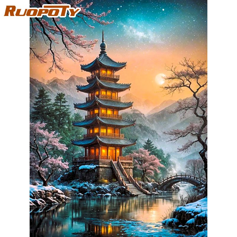 RUOPOTY Pagoda Diamond Paintin - Art Craft Room Ideas 评论和价格