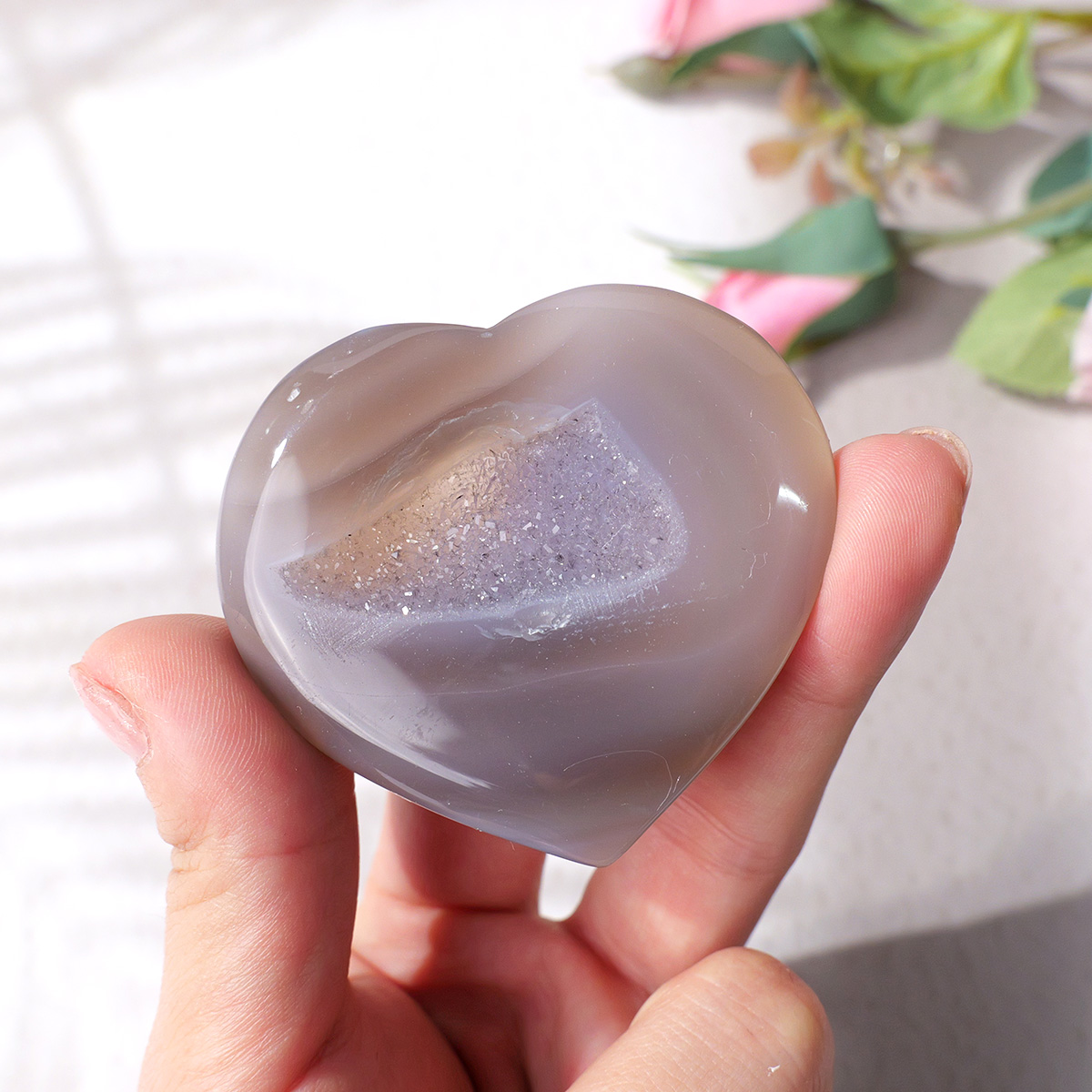 1PC Natural Agate Love Heart S - Art And Craft For Mother'S Day 评论和价格