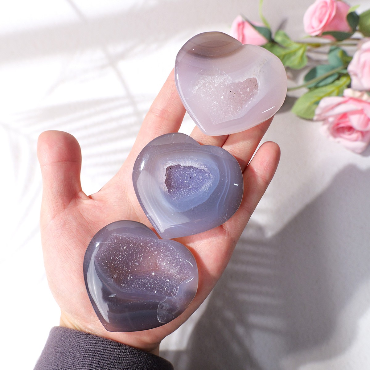 1PC Natural Agate Love Heart S - Art And Craft For Mother'S Day 评论和价格