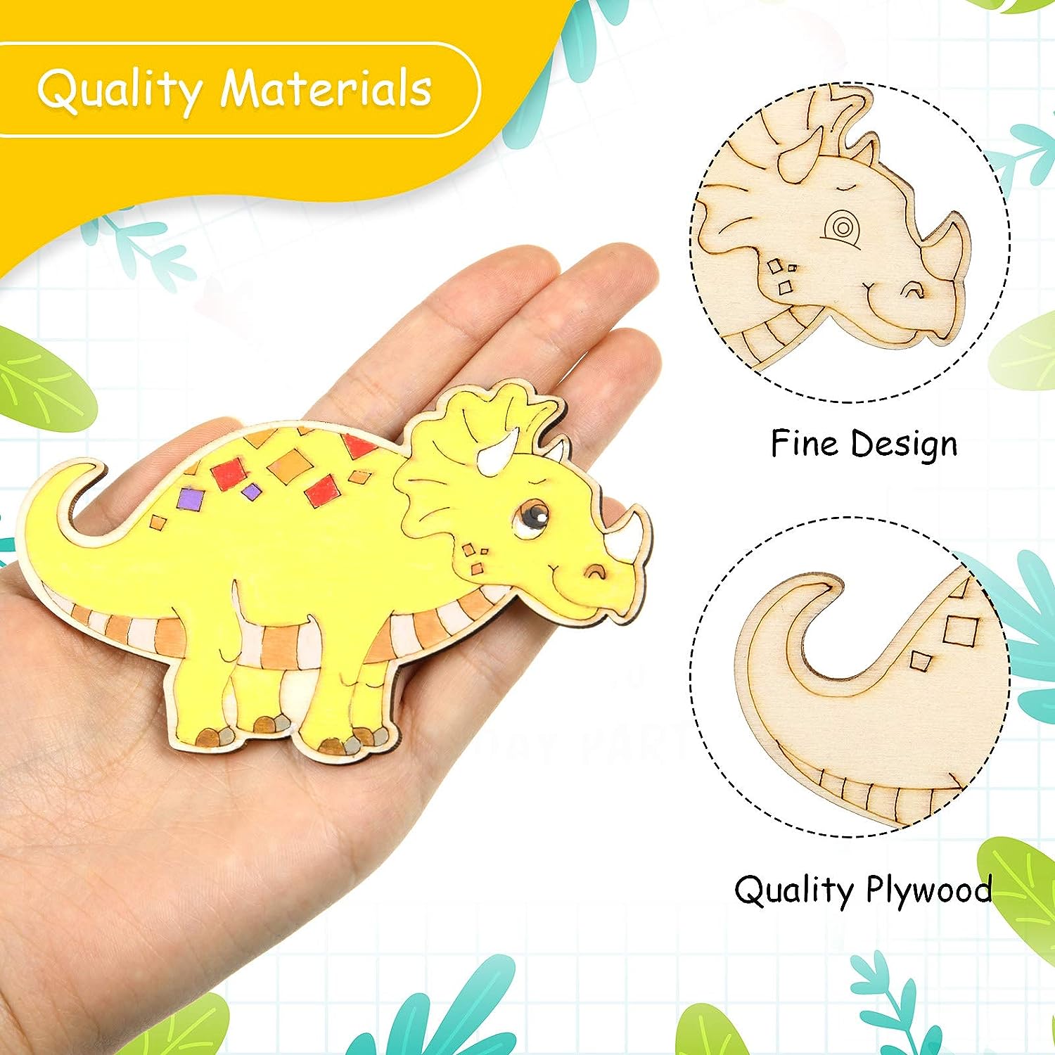 8/24 Pieces Unfinished Wooden  - Art Craft Dinosaurs 评论和价格