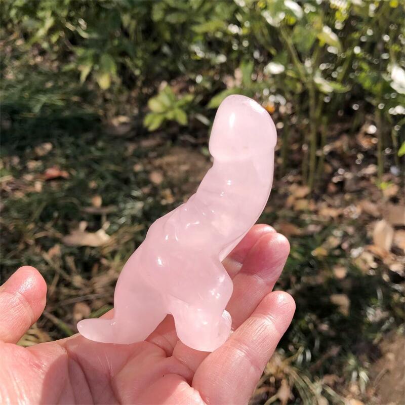 1PCS Natural Rose Quartz Carto - Art Craft Dinosaurs 评论和价格